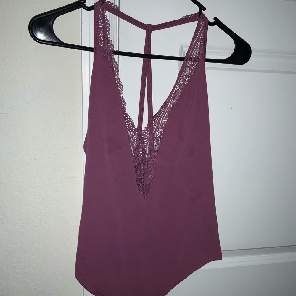 Pink purple lace bodysuit with low back
